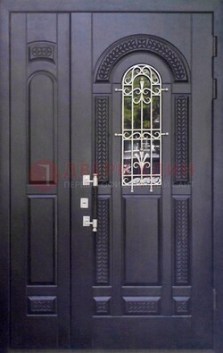 Входная дверь Винорит со стеклом и ковкой с узором ДСК-270 в Химках