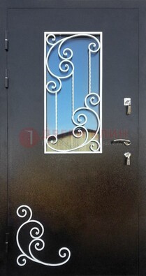 Входная дверь Порошок со стеклом и ковкой ДСК-278 в Химках