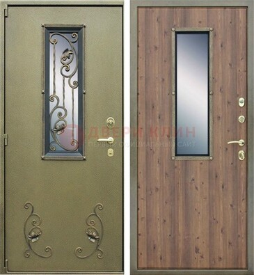 Офисная железная дверь со стеклом и ковкой ДСК-44 в Химках