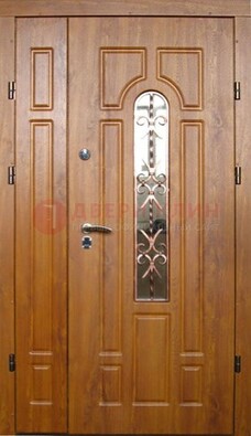 Стальная дверь со стеклом и цветной ковкой ДСК-78 для панельного дома в Химках
