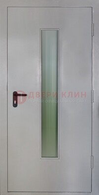 Белая металлическая противопожарная дверь со стеклянной вставкой ДТ-2 в Химках