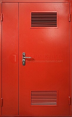Красная железная техническая дверь с вентиляционными решетками ДТ-4 в Химках