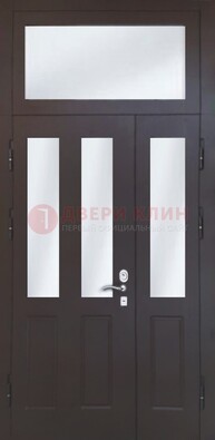 Черная тамбурная дверь со стеклянными вставками ДТМ-38 в Химках