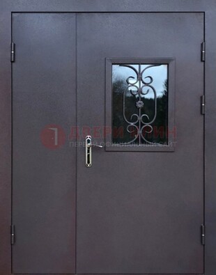 Тамбурная дверь Порошок со стеклом и ковкой ДТМ-48 в Химках