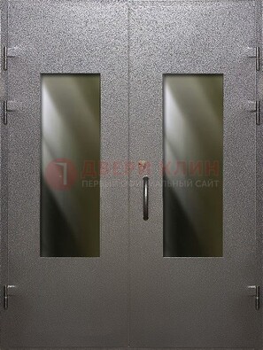 Серая тамбурная дверь со стеклянными вставками ДТМ-8 в Химках