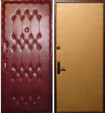 Бордовая металлическая дверь с винилискожей ДВ-1 в Химках
