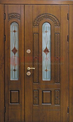 Темная стальная дверь с виноритом и стеклом ДВТ-179 в Химках