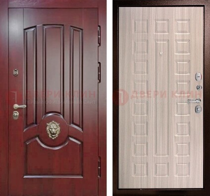 Темно-красная входная дверь с виноритом ДВТ-234 в Химках
