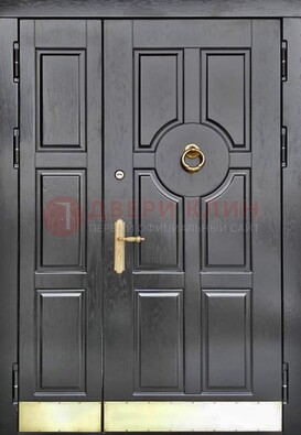 Черная металическая дверь с виноритом для дома ДВТ-241 в Химках