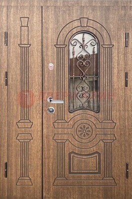 Железная классическая дверь с терморазрывом и рисунком ДВТ-77 в Химках