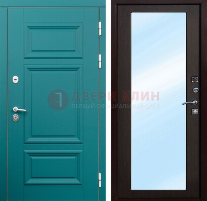 Зеленая входная дверь терморазрыв c виноритом и МДФ с зеркалом ДЗ-122 в Химках