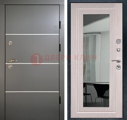 Черная металлическая дверь с зеркалом ДЗ-12 в Химках
