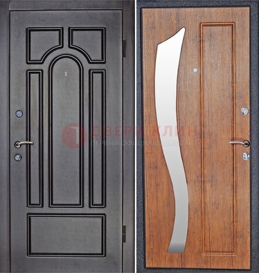 Темная железная дверь с зеркалом ДЗ-35 в Химках