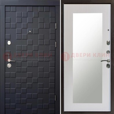Черная стальная дверь МДФ и зеркалом ДЗ-50 в Химках