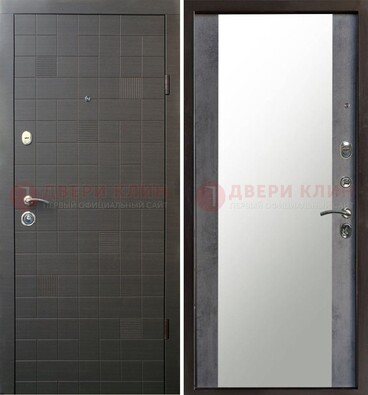 Серая железная филенчатая дверь с зеркалом ДЗ-53 в Химках