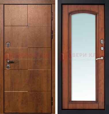 Белая филенчатая дверь с фрезерованной МДФ и зеркалом ДЗ-81 в Химках